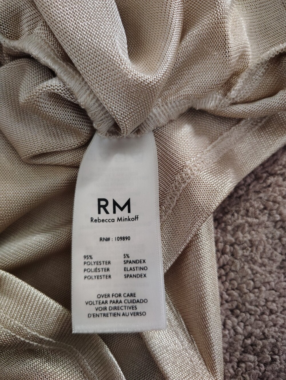 Rebecca Minkoff Shimmery Gold Mock Neck Top With Ruching - Picture 10 of 11